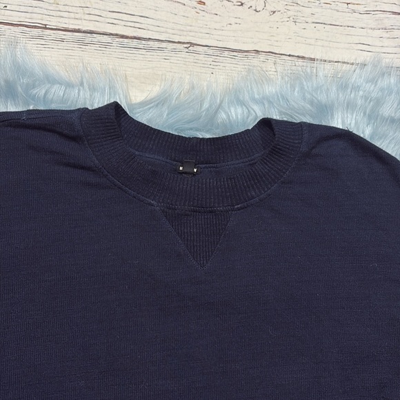 Monrow Supersoft Navy Side Stripe Sweatshirt Dress sz M - Picture 2 of 9